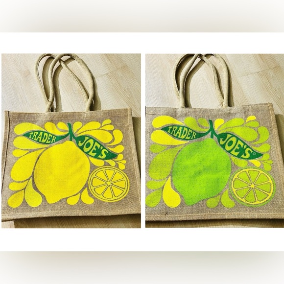 Set of two Trader Joe’s Citrus Jute Bag large reusable bag for shopping - Picture 1 of 7